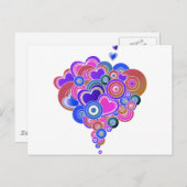 ポップアートパープルハート ポストカード (正面/裏面)