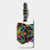 ポップアートペットパグのカラフルな芸術のレトロ ラゲッジタグ (正面縦)