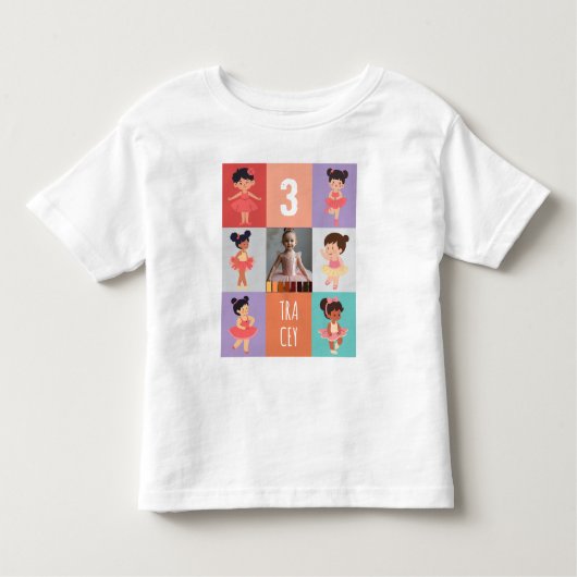 ポップアートボックス カートゥーンバレエ 3歳誕生日写真 トドラーTシャツ (正面)