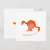 ポップアートポニーテールガール フラット サンクスカード サンキューカード (正面/裏面)