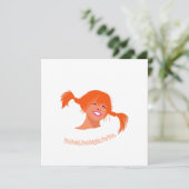 ポップアートポニーテールガール フラット サンクスカード サンキューカード (スタンド正面)