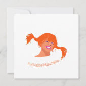 ポップアートポニーテールガール フラット サンクスカード サンキューカード (正面)