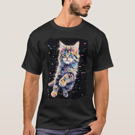 ポップアートメインクーン 猫 キテン Tシャツ (正面)