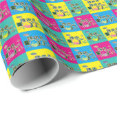 ポップアートレトロ音楽ドラム ラッピングペーパー (ロールコーナー)