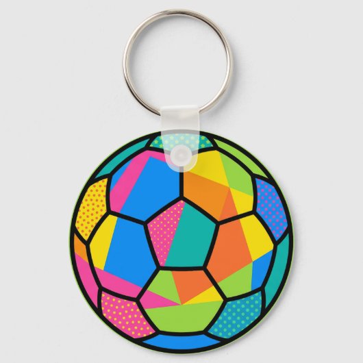 ポップアート幾何学サッカー ボールアート キーホルダー (正面)