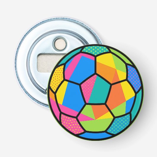 ポップアート幾何学サッカー ボールアート 栓抜き (正面)