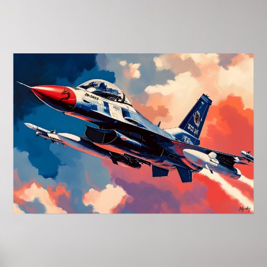 ポップアート戦闘機 - 空を舞う航空アート ポスター (正面)