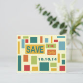 ポップアート抽象デザインのSave the Dateポストカード 案内ポストカード (スタンド正面)