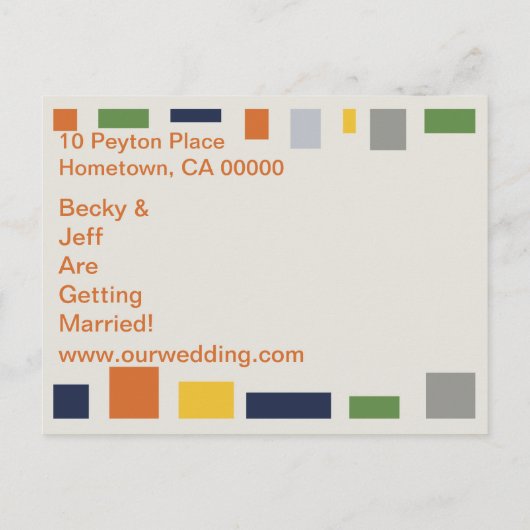 ポップアート抽象的なSave The Dateポストカード - 青 案内ポストカード (裏面)