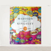 ポップアート漫画 💥🎨 ウェディンググラフィティ タペストリー (正面)