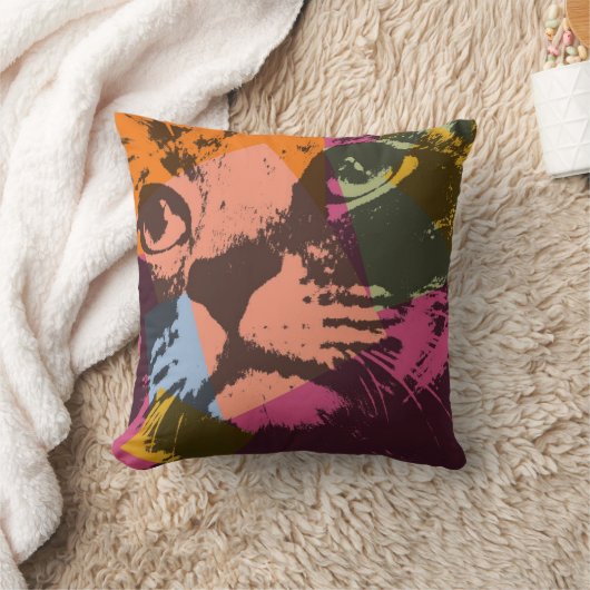 ポップアート猫の顔 クッション (ブランケット)
