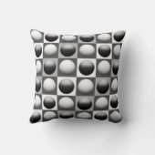 ポップアート球、黒、白いおよび灰色/灰色 クッション (裏面)
