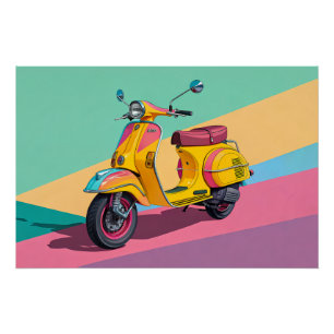 ポップアート自転車プリント - モダンでカラフルな壁飾り ポスター