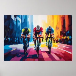 ポップアート自転車レース ウォールアート - 自転車レースプリント