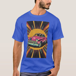 ポップアート調のクラシックカーの鮮やかな色 Tシャツ