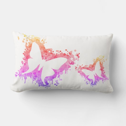 ポップアート踊りバタフライスプラッシュ ランバークッション (正面)