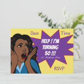 ポップアート風おもしろい50歳の誕生日パーティー 招待状 (スタンド正面)