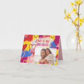 ポップアート風のバレンタインデーのポストカード カード (黄色い花)