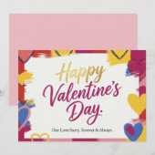 ポップアート風のバレンタインデーのポストカード シーズンカード (正面/裏面)