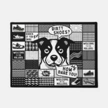 ポップアート風のユーモアあふれる弁当箱グリッドデザインと犬