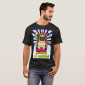 ポップアート風の小さなパグの王様 Tシャツ (正面フル)