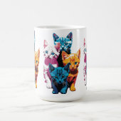 ポップアート風の鮮やかな子猫たち コーヒーマグカップ (中央)