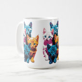 ポップアート風の鮮やかな子猫たち コーヒーマグカップ (正面左)