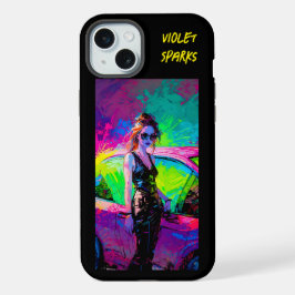 ポップアート風アニメ女性と車のiPhoneケース iPhone 15 Plusケース