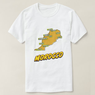 ポップアート風イラスト入りモロッコ地図 Tシャツ
