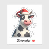 ポップアート カラフルな牛のクリスマスTシャツ（1） シール (シート)