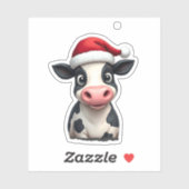 ポップアート カラフルな牛のクリスマスTシャツ (3) シール (シート)