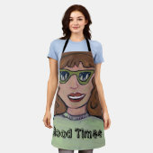 ポップアート カートゥーン ガール パーソナリティ かわいいアート エプロン (着用した状態)