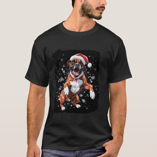 ポップアート クリスマス ボクサードッグ Tシャツ (正面)
