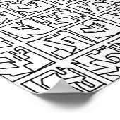 ポップアート グラフィティ グリッド デコパージュ テンプレート ライン アート ポスター (角)