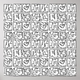 ポップアート グラフィティ グリッド デコパージュ テンプレート ライン アート ポスター