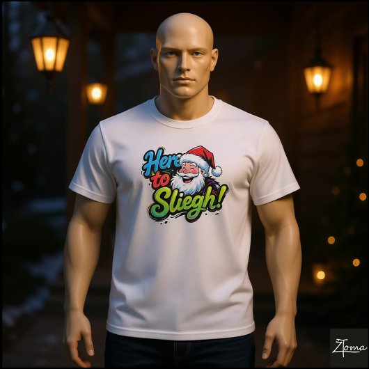 ポップアート サンタがここに来た Tシャツ