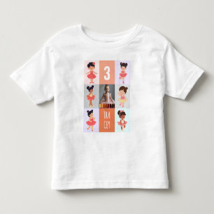 ポップアート ソフトパステル ベイビーバレリーナ 誕生日フォト トドラーTシャツ