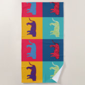 ポップアート タイガー ビーチタオル (正面)