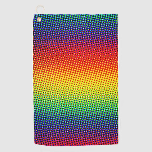ポップアート ドット レインボー 明るい 元気 ポップカラー ゴルフタオル (正面)
