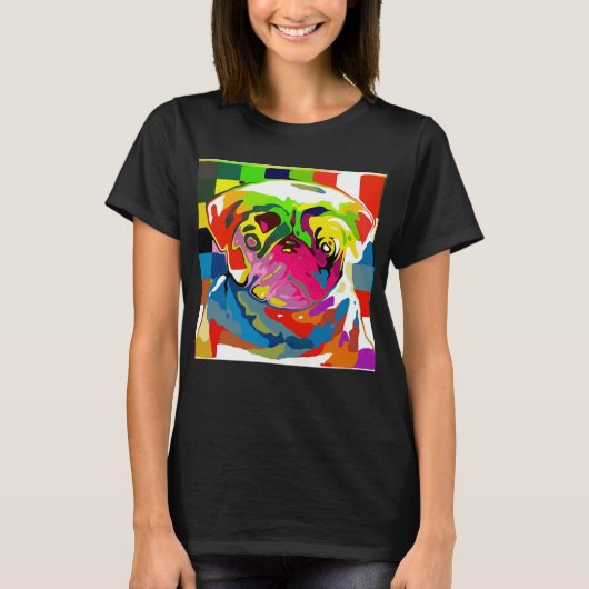 ポップアート パグ Tシャツ (正面)
