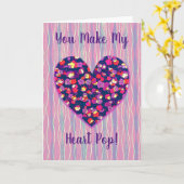 ポップアート フラワー ハート ラブ ヴァレンタイン カード (黄色い花)