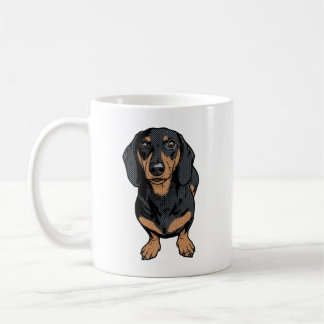 ポップアート ブラックタン ダックスフント 犬 コミック グラフィック コーヒーマグカップ