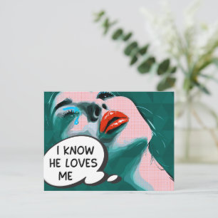 ポップアート ミックスメディア I Know He Loves Me ポストカード