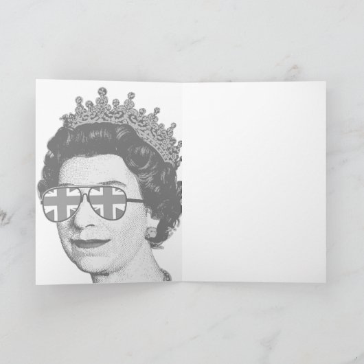 ポップアート モダン ファン ハー マジェスティ イギリス国旗のメガネの女王 カード (内部)