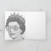 ポップアート モダン ファン HMクイーン ユニオンフラッグの眼鏡をかけたポップアート カード (内部)