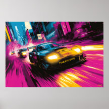 ポップアート・レーシングカー・ネオンシティ ウォールアート