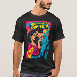 ポップアート ロマンティック ラブ ブルー マゼンタ イエロー Tシャツ