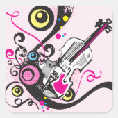 ポップアート・ヴァイオリン・アブストラクト・ミュージカル・パンクロック スクエアシール (正面)