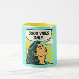 ポップアート「Good Vibes Only」 マグカップ