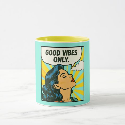 ポップアート「Good Vibes Only」 マグカップ (中央)